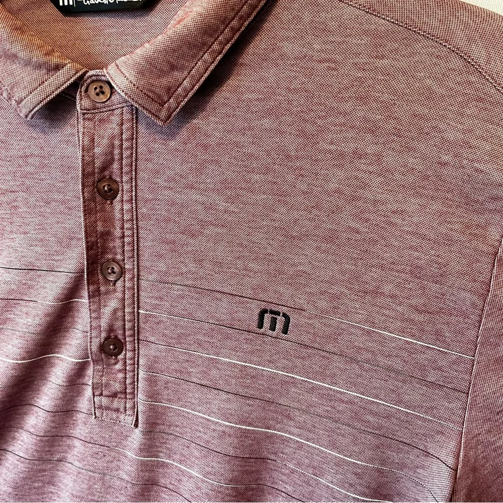 Travis Mathew polo shirt M Pink Light red Short sleeve Mens Pima blend Golf